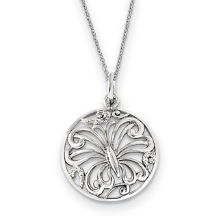 Sterling Silver CZ Miracles 18in Butterfly Necklace