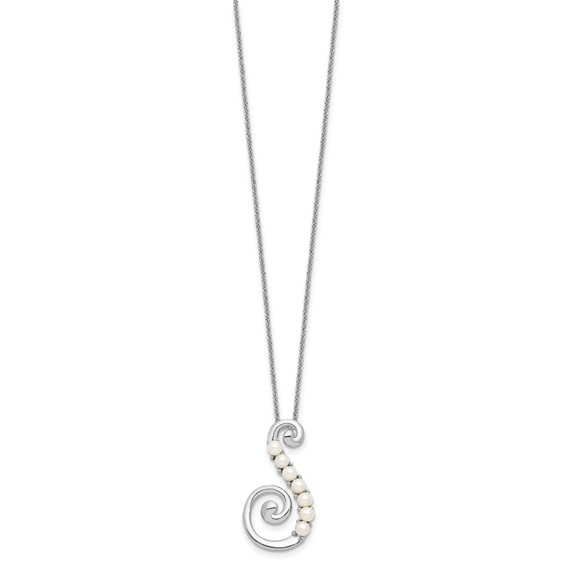 Sentimental Expressions Sterling Silver Rhodium-plated FW Cultured Pearl Reaching Out 18in Necklace