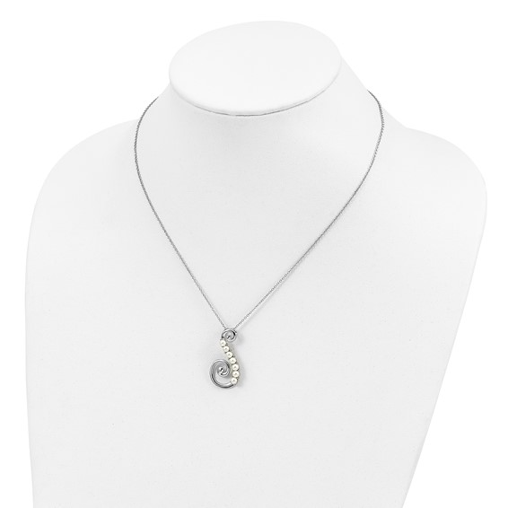 Sentimental Expressions Sterling Silver Rhodium-plated FW Cultured Pearl Reaching Out 18in Necklace