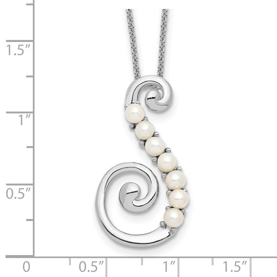 Sentimental Expressions Sterling Silver Rhodium-plated FW Cultured Pearl Reaching Out 18in Necklace