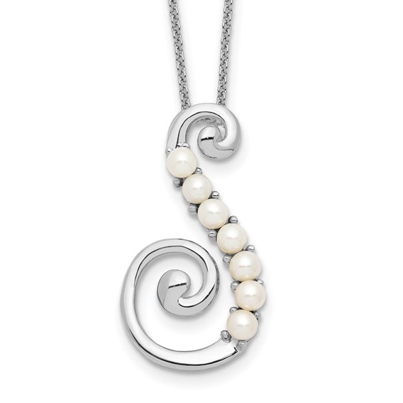 Sentimental Expressions Sterling Silver Rhodium-plated FW Cultured Pearl Reaching Out 18in Necklace