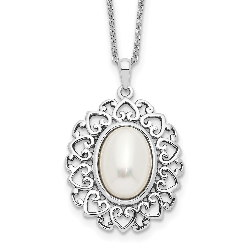 Sterling Silver Mother of Pearl Pearl Of Contentment 18in Necklace