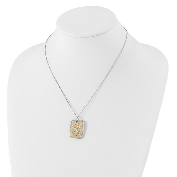 Sterling Silver CZ/Simulated Cat's Eye I Am An Original Floral Necklace