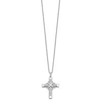 Sentimental Expressions Sterling Silver Rhodium-plated CZ Steadfast Love Cross Necklace, 18" view 2