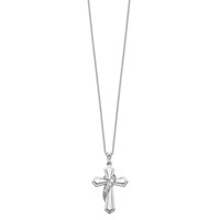 Sentimental Expressions Sterling Silver Rhodium-plated CZ My Journey of Hope Cross Necklace, 18" view 2