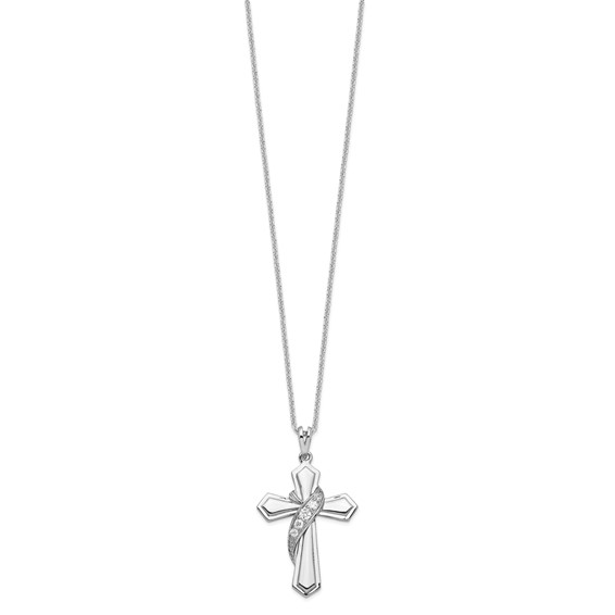 Sentimental Expressions Sterling Silver Rhodium-plated CZ My Journey Of Hope 18in Cross Necklace