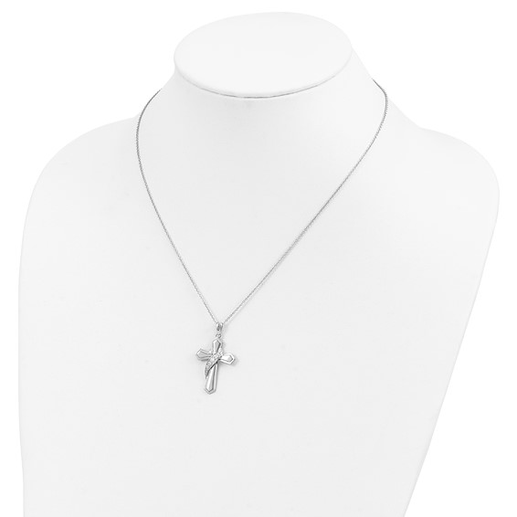 Sentimental Expressions Sterling Silver Rhodium-plated CZ My Journey Of Hope 18in Cross Necklace