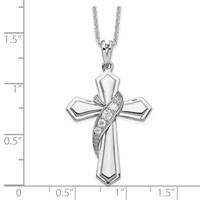 Sentimental Expressions Sterling Silver Rhodium-plated CZ My Journey of Hope Cross Necklace, 18" view 3