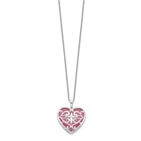 Sentimental Expressions Sterling Silver Rhodium-plated Simulated Cat's Eye Heart Acceptance Necklace, 18" view 2
