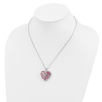 Sentimental Expressions Sterling Silver Rhodium-plated Simulated Cat's Eye Heart Acceptance Necklace, 18" view 5