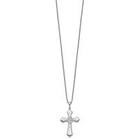 Sentimental Expressions Sterling Silver Rhodium-plated Antiqued Abide in Him Cross Necklace, 18" view 2