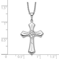 Sentimental Expressions Sterling Silver Rhodium-plated Antiqued Abide in Him Cross Necklace, 18" view 3