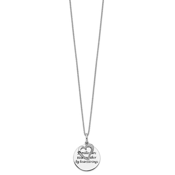 Sentimental Expressions Sterling Silver Rhodium-plated Antiqued CZ Families Are Tied Together 18in Heart Necklace
