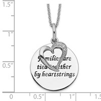 Sentimental Expressions Sterling Silver Rhodium-plated Antiqued CZ Families Are Tied Together Heart Necklace, 18" view 4