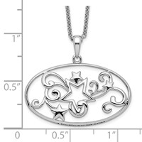 Sentimental Expressions Sterling Silver Rhodium-plated Antiqued I Believe in You Star Necklace, 18" view 3