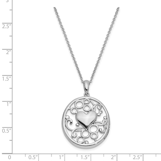 Sentimental Expressions Sterling Silver Rhodium-plated Antiqued Sending You My Love Heart 18 Inch Necklace