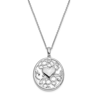 Sentimental Expressions Sterling Silver Rhodium-plated Antiqued Sending You My Love Heart 18 Inch Necklace