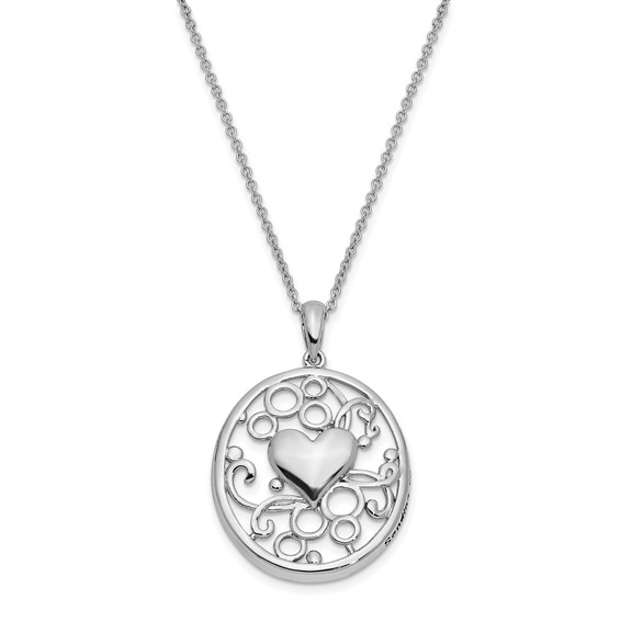 Sentimental Expressions Sterling Silver Rhodium-plated Antiqued Sending You My Love Heart 18 Inch Necklace