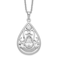 Sentimental Expressions Sterling Silver Rhodium-plated CZ in Loving Memory Necklace, 18" view 1