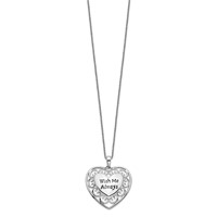 Sentimental Expressions Sterling Silver Rhodium-plated Antiqued with Me Always 18in Heart Necklace view 2