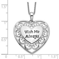 Sentimental Expressions Sterling Silver Rhodium-plated Antiqued with Me Always 18in Heart Necklace view 3