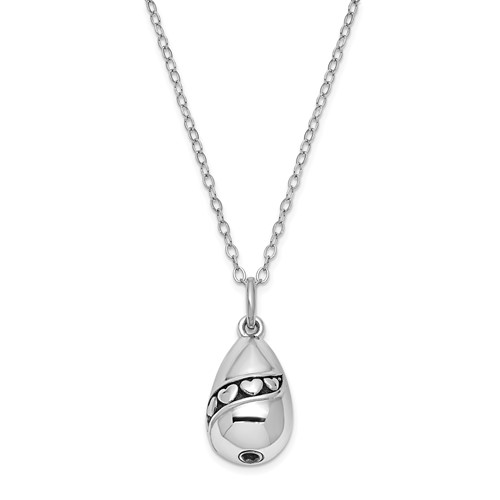Sentimental Expressions Sterling Silver Rhodium-plated Antiqued Tear of Love Ash Holder Necklace, 18"