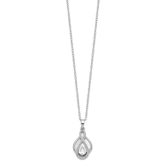 Sentimental Expressions Sterling Silver Rhodium-plated CZ Tear Of Strength Ash Holder 18 Inch Necklace