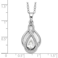 Sentimental Expressions Sterling Silver Rhodium-plated CZ Tear of Strength Ash Holder Necklace, 18" view 4