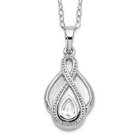 Sentimental Expressions Sterling Silver Rhodium-plated CZ Tear of Strength Ash Holder Necklace, 18" view 1