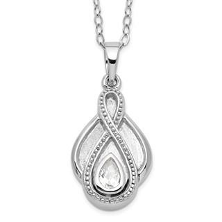 Sentimental Expressions Sterling Silver Rhodium-plated CZ Tear Of Strength Ash Holder 18 Inch Necklace
