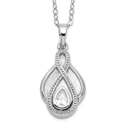 Sentimental Expressions Sterling Silver Rhodium-plated CZ Tear of Strength Ash Holder Necklace, 18"