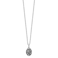 Sentimental Expressions Sterling Silver Rhodium-plated CZ Antiqued Flower Ash Holder Necklace, 18" view 2