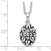 Sentimental Expressions Sterling Silver Rhodium-plated CZ Antiqued Flower Ash Holder Necklace, 18" view 4