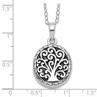Sentimental Expressions Sterling Silver Rhodium-plated Antiqued Tree of Life Ash Holder Necklace, 18" view 4