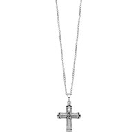 Sentimental Expressions Sterling Silver Rhodium-plated Antiqued Cross Ash Holder Necklace, 18" view 2