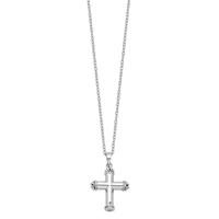 Sentimental Expressions Sterling Silver Rhodium-plated Antiqued Cross Ash Holder Necklace, 18" view 3
