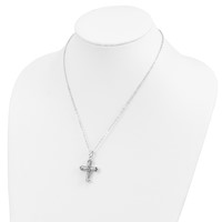 Sentimental Expressions Sterling Silver Rhodium-plated Antiqued Cross Ash Holder Necklace, 18" view 5