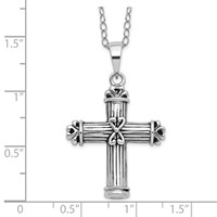 Sentimental Expressions Sterling Silver Rhodium-plated Antiqued Cross Ash Holder Necklace, 18" view 4