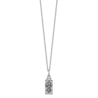 Sentimental Expressions Sterling Silver Rhodium-plated Antiqued Rectangle Box Cross Ash Holder 18 Inch Necklace view 2