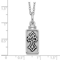 Sentimental Expressions Sterling Silver Rhodium-plated Antiqued Rectangle Box Cross Ash Holder 18 Inch Necklace view 4