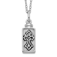 Sentimental Expressions Sterling Silver Rhodium-plated Antiqued Rectangle Box Cross Ash Holder 18 Inch Necklace view 1