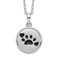 Sentimental Expressions Sterling Silver Rhodium-plated Enameled Paw Print Ash Holder 18 Inch Necklace view 1
