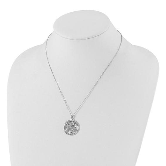 Sterling Silver CZ Stars & Heart Circle Dream Come True Necklace