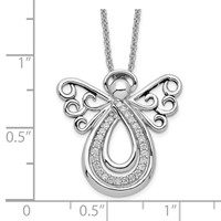 Sentimental Expressions Sterling Silver Rhodium-plated CZ Angel of Comfort Necklace, 18" view 3
