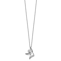 Sentimental Expressions Sterling Silver Rhodium-plated CZ Antiqued Angel of Joy Necklace, 18" view 2