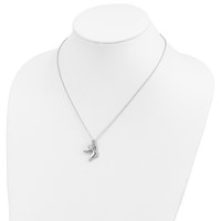 Sentimental Expressions Sterling Silver Rhodium-plated CZ Antiqued Angel of Joy Necklace, 18" view 5