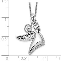 Sentimental Expressions Sterling Silver Rhodium-plated CZ Antiqued Angel of Joy Necklace, 18" view 3