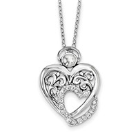 Sterling Silver CZ Angel of Marriage Necklace, 18" view 1