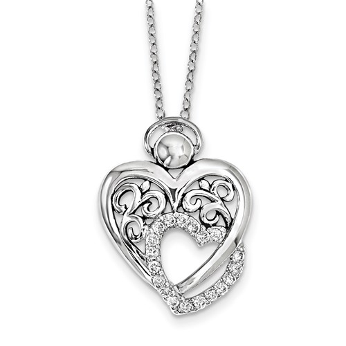 Sterling Silver CZ Angel of Marriage Necklace, 18"