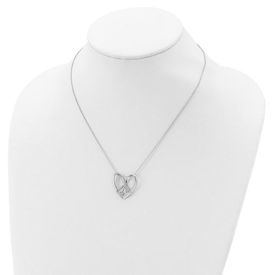 Sentimental Expressions Sterling Silver Rhodium-plated CZ Captivated 18in. Necklace